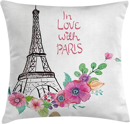 Amazon Com Ambesonne Eiffel Tower Throw Pillow Cushion Cover