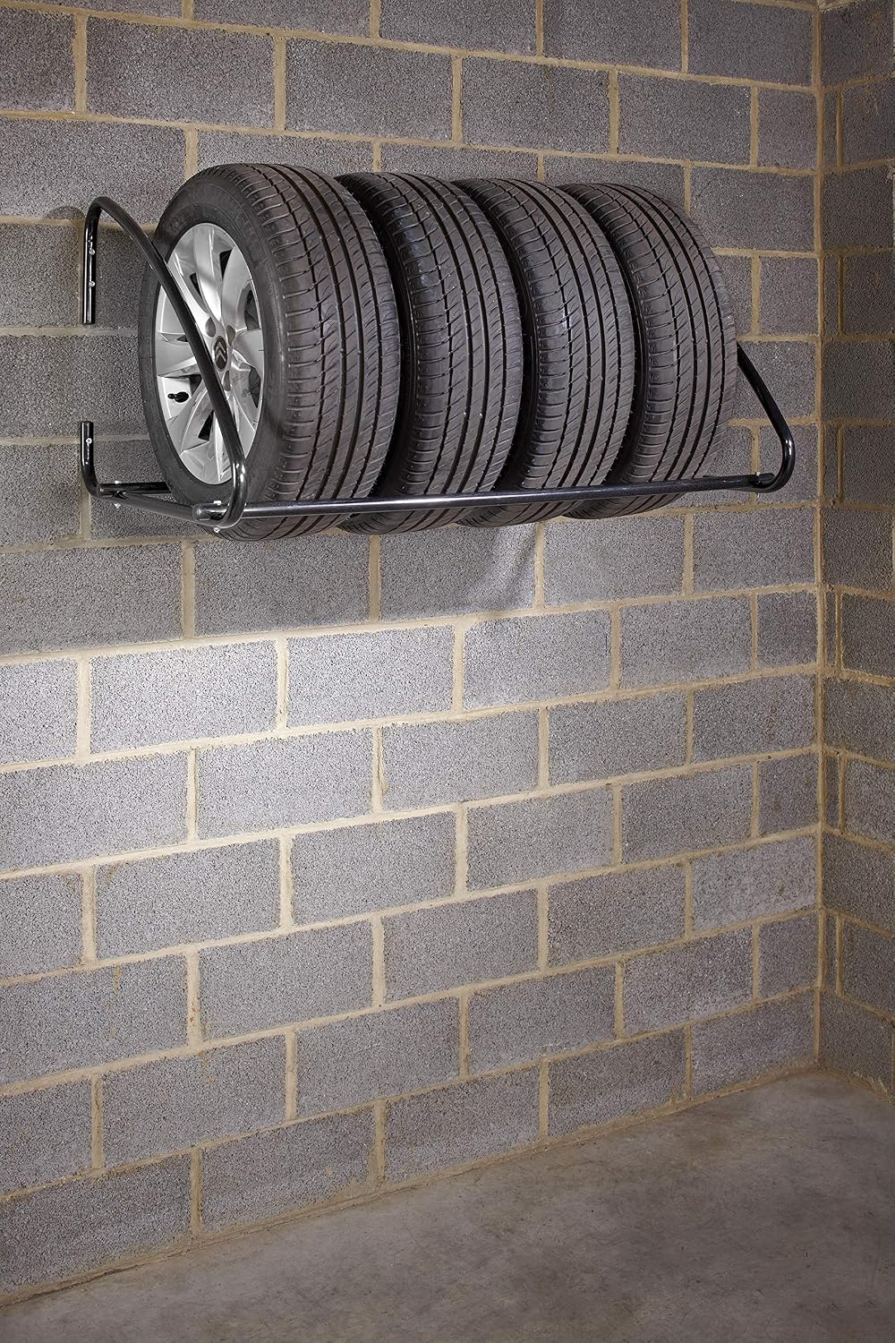 Mottez B055P Wall Rack for 4 Tyres, black, 1 - Image 5