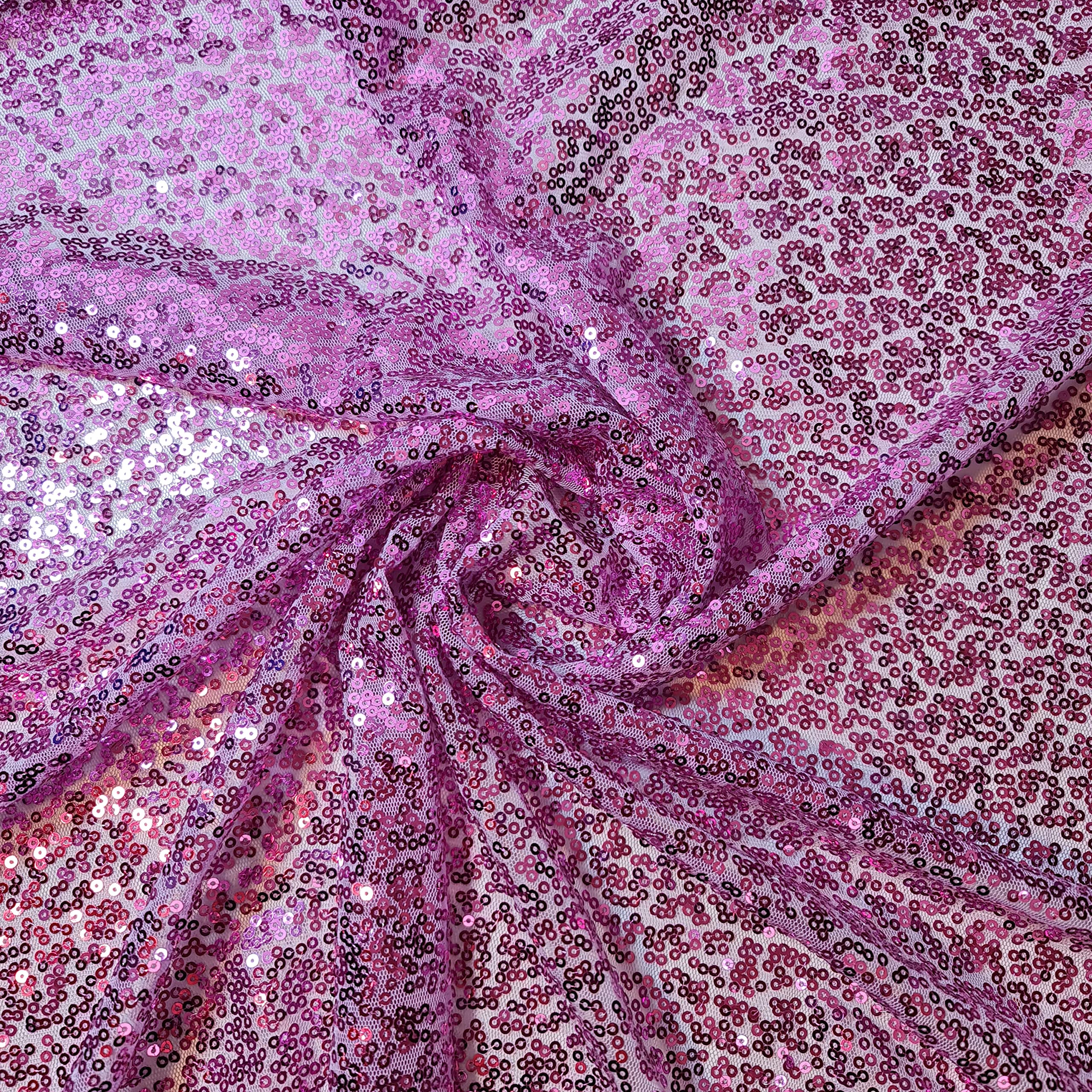 Sparkly Sequin Shiny Bling Decorations Dress Craft Fabric Material 58'' Net with - 130cm Wide Sold As 1 Meter Pre - Cut Lengths (Available in 21 Colours) (Light Lilac) (KLO74)