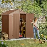 Keter Darwin Outdoor Apex Double Door Garden Storage Shed 6x4ft Brown view 2