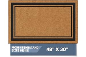 Barnyard Designs Natural Coco Coir Heavy Duty Backing Doormat - Large Cute Non-Slip Front Door Welcome Mat for Outside Entran