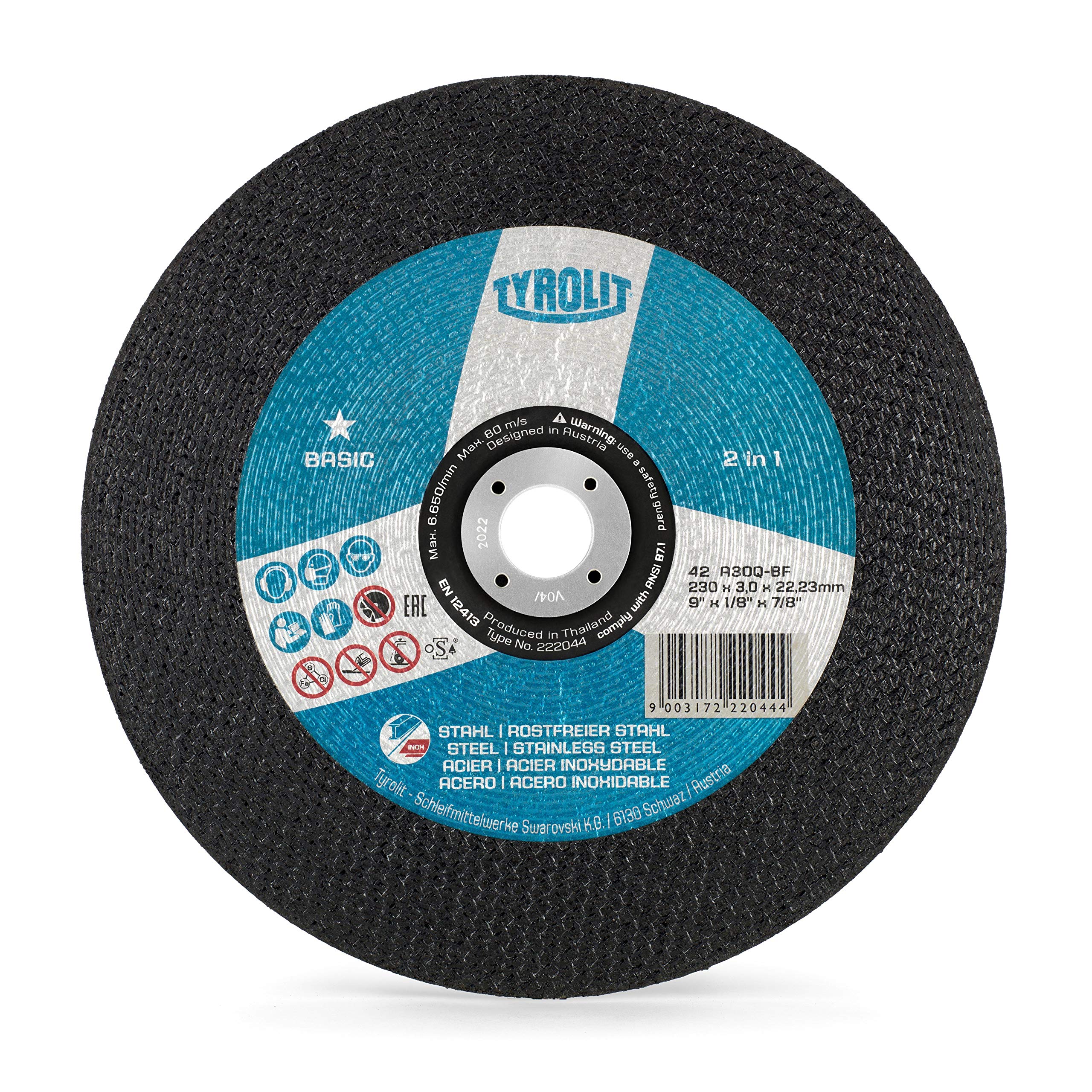 TYROLIT 2-in-1 Cutting Disc for Stainless Steel -- 230 x 3.0 x 22.23 mm (Pack of 25)