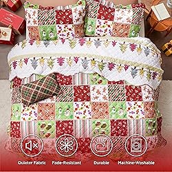 Bedsure Christmas Quilt Set Queen - Red Quilts for