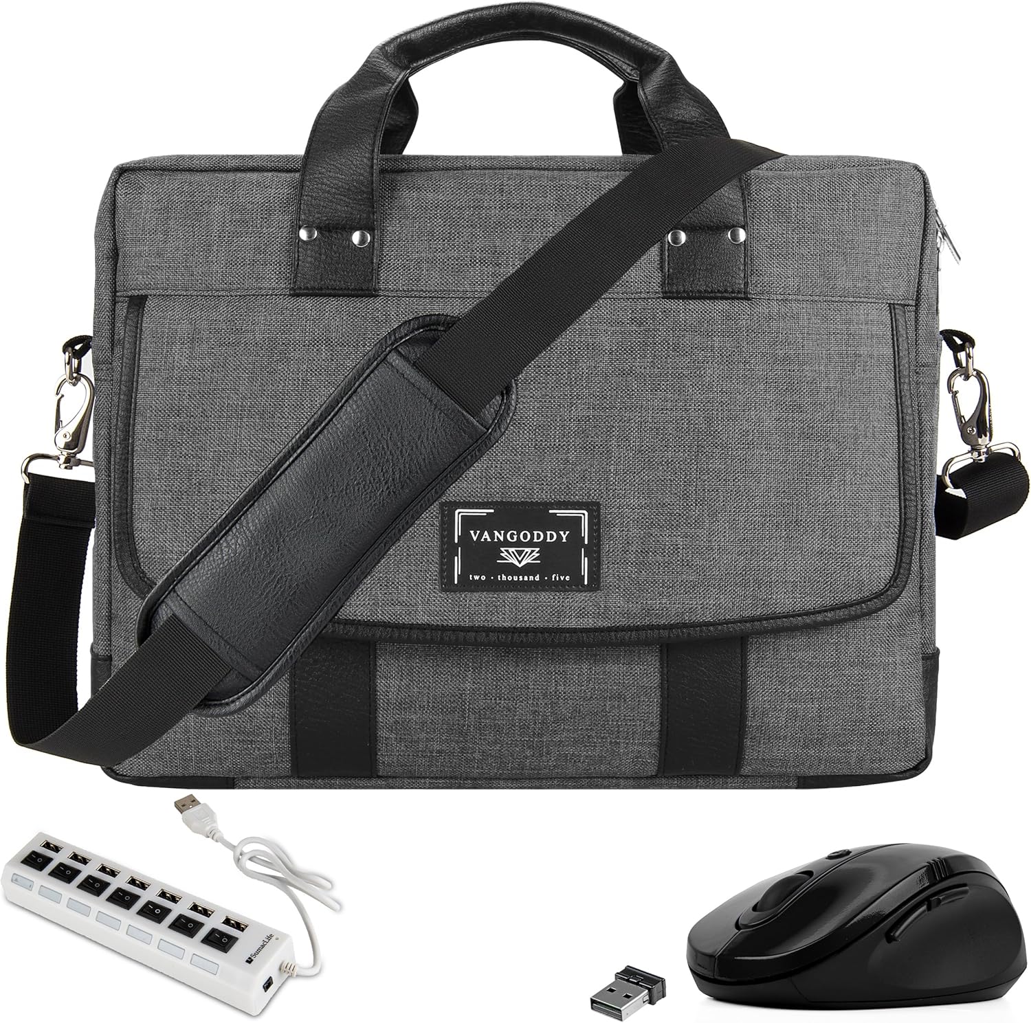 USB Hub, Mouse, Laptop Briefcase Messenger Bag 17 17.3-inch for Dell G3 G7, Inspiron 17 5000 7000, Precision, Alienware