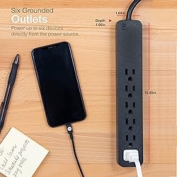GE Pro 6-Outlet Surge Protector, 4 Ft Extension