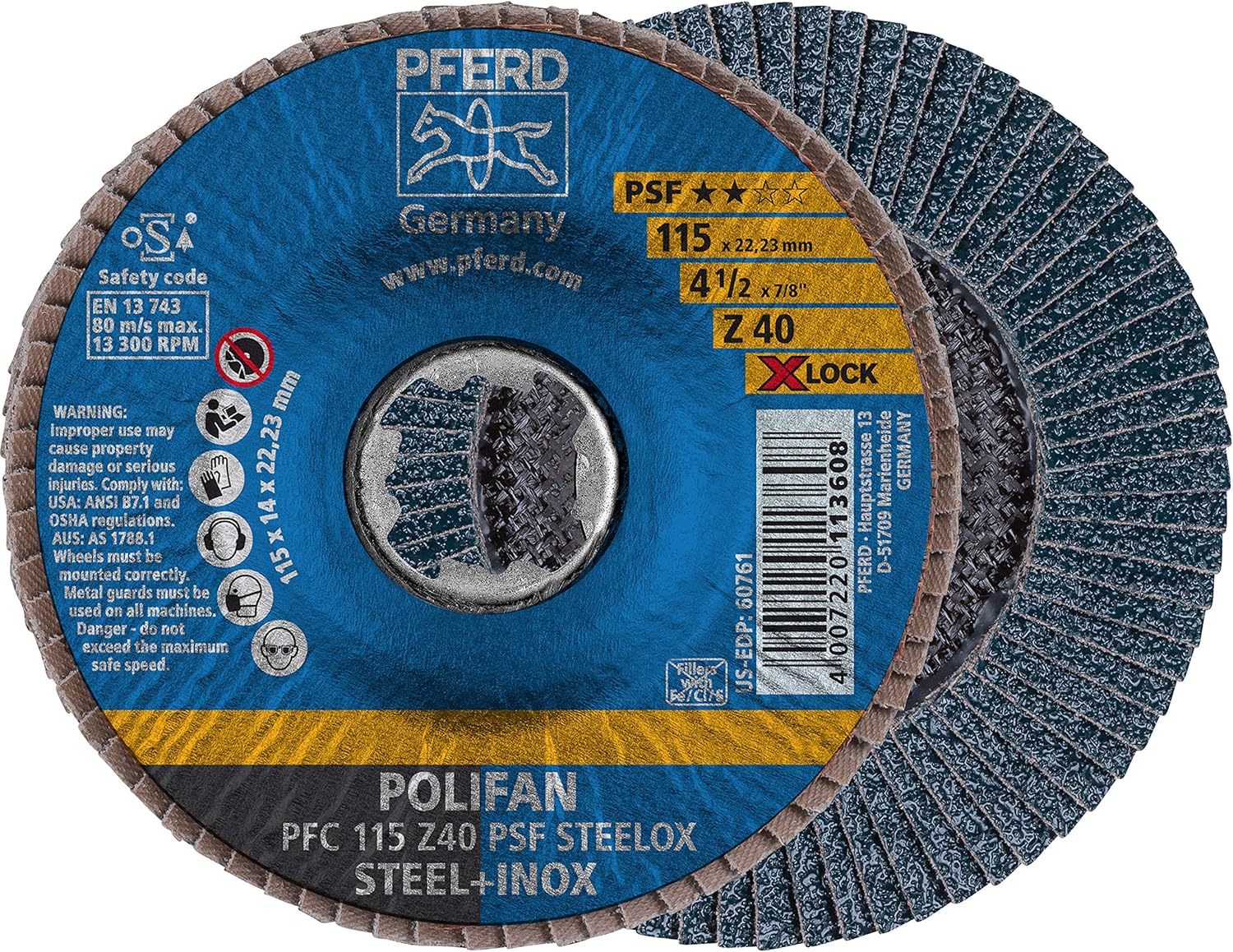 PFERD Set Of 10 Fibreglass Discs, Corundum 125mm A36, 60, 80 - View #3