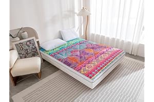 Heimorn Japanese Floor Mattress Futon Mattress, Thicken Sleeping Mattress Foldable & Portable Roll up Camping Mattress, Bohemia Blue Twin