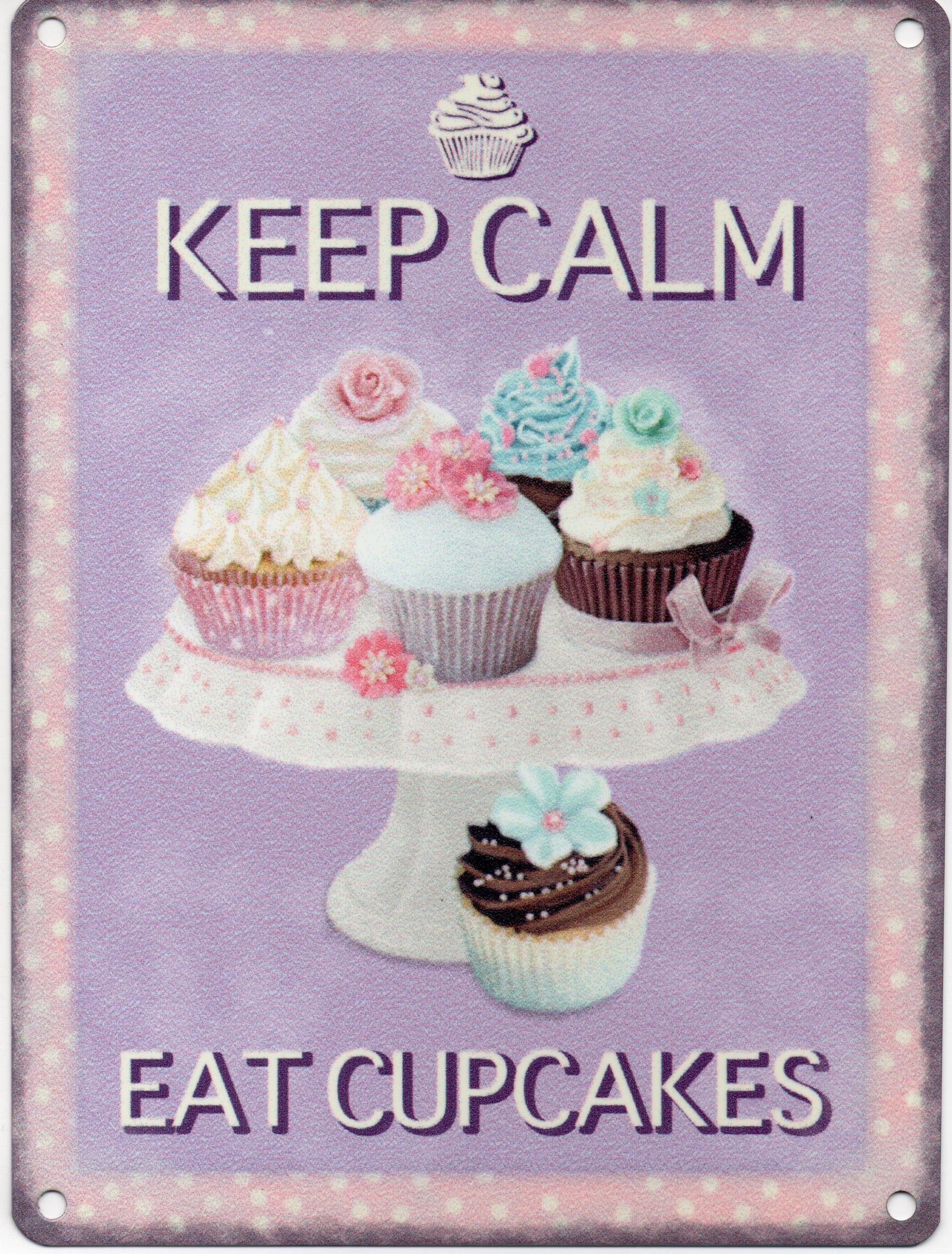 Keep calm eat cupcakes metal wall sign