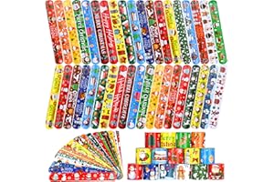 OCTERIC 60 Pcs Christmas Slap Bracelets, Assorted Theme Bracelet Bulk for Christmas Party Supplies Decorations Stocking Stuffers Wrist Decorations