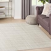 Nourison Home Santa Cruz Ivory Grey 5'3" x 7'3" Area Rug - Easy Clean, Non Shedding, Bed Room, Living Room, Dining Room, Kitc