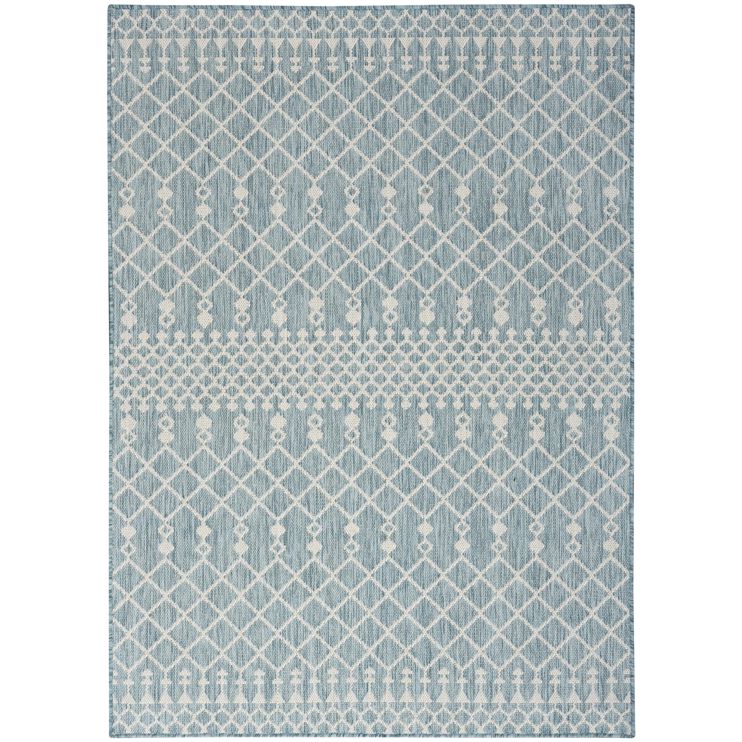 Nourison Home Positano Aqua 6' x 9' Area Rug - Easy Clean, Non Shedding, Bed Room, Living Room, Dining Room, Kitchen (6' x 9') Image