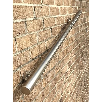 Anodized Handrail Aluminum Stairs Kit Stainless Steel Look 8 Ft and 1.6&quot;diam