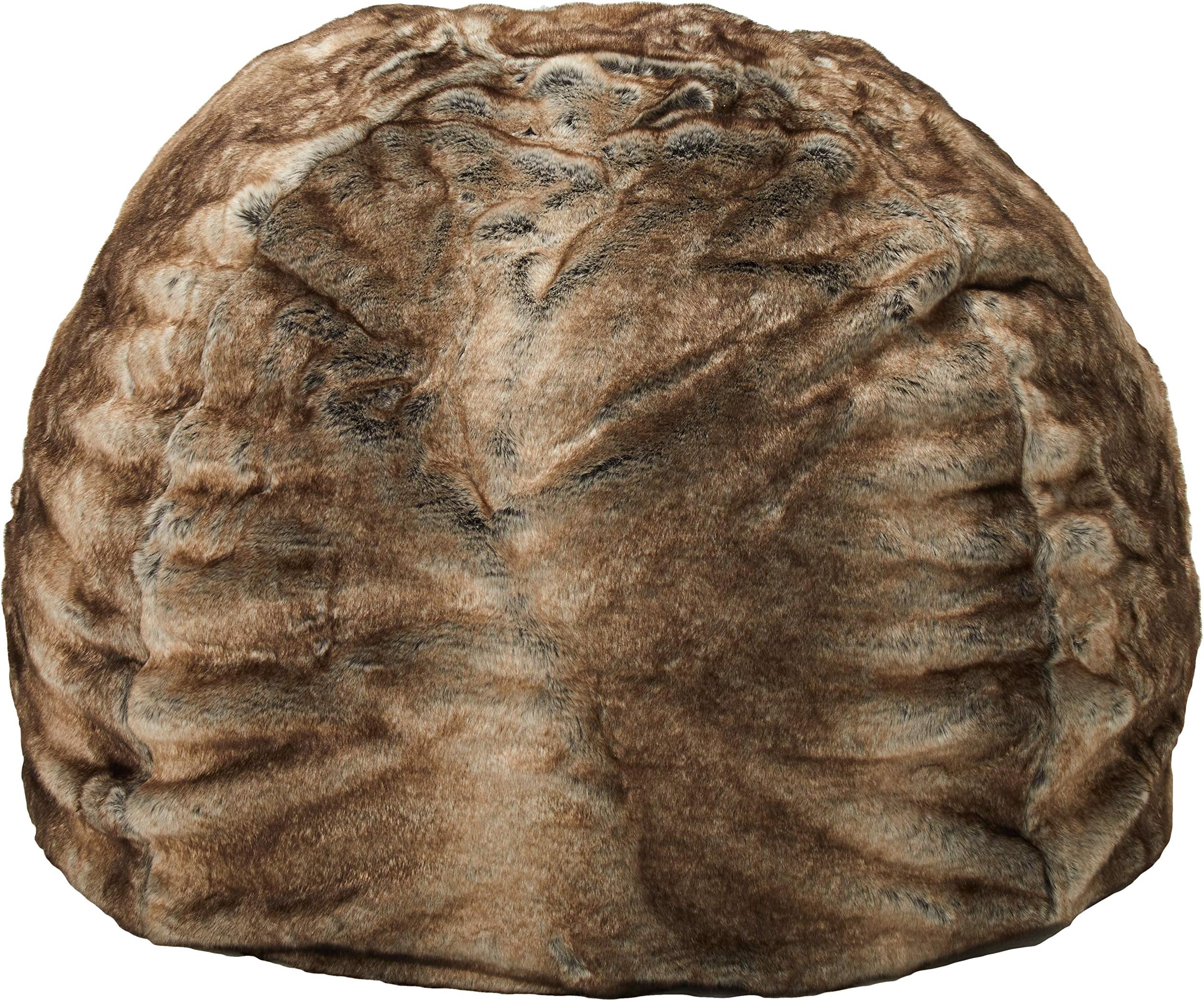 Christopher Knight HomeHEAVY METAL Meridian Bean Bag Plush Faux Fur Chair | Comfortable and Fun Beanbag for The Whole Family| Non-Spill Memory Foam Filling (Ash White)