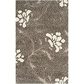 SAFAVIEH Florida Shag Collection Accent Rug - 2'3" x 4', Smoke & Beige, Floral Design, Non-Shedding & Easy Care, 1.2-inch Thi