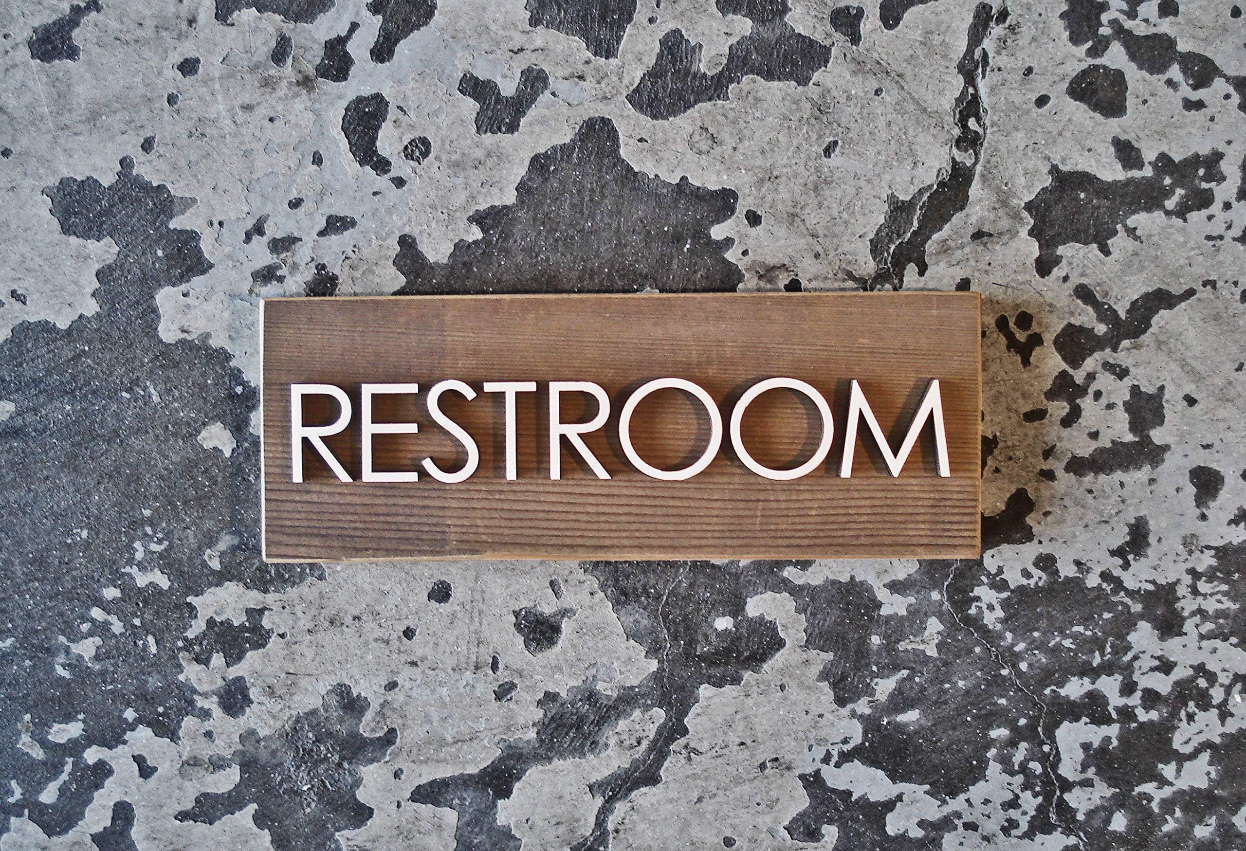 Authentic Reclaimed Barnwood Restroom Sign - Rustic Bathroom Decor - 3" x 8" Size - Custom Options