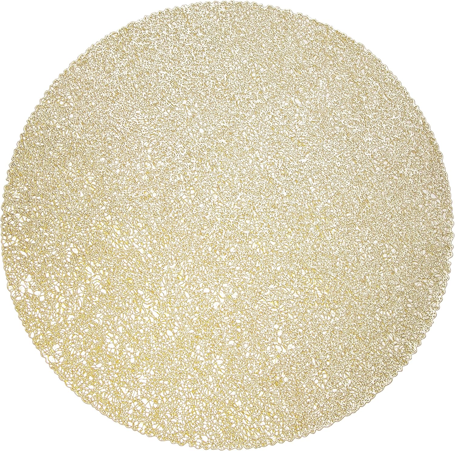 Set of 6, Gold Metallic Vinyl Round Placemats Laminated