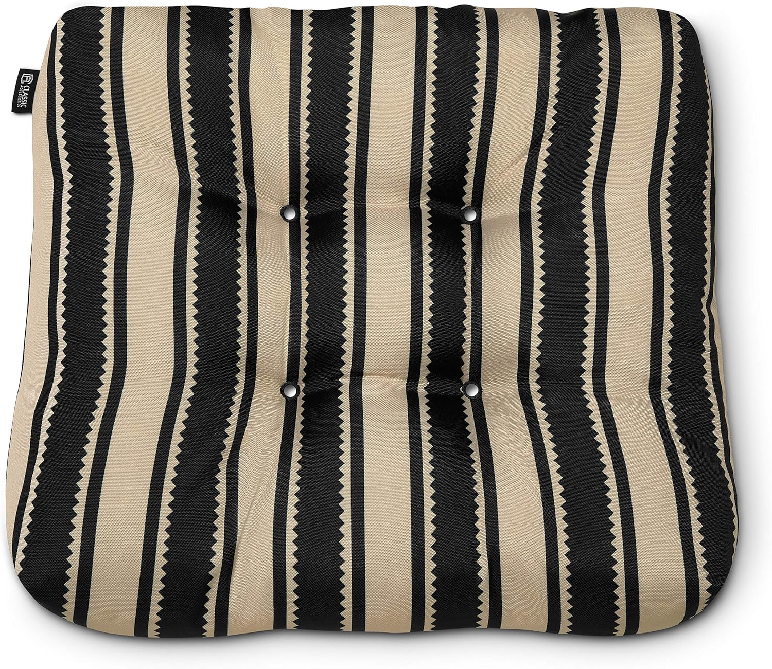 Classic Accessories Water-Resistant Square Patio Seat Cushions, 19 x 19 x 5 Inch, 2 Pack, Black Sedona Stripe : Garden & Outdoor
