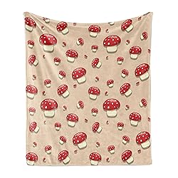 Ambesonne Mushroom Throw Blanket, Woodland Themed