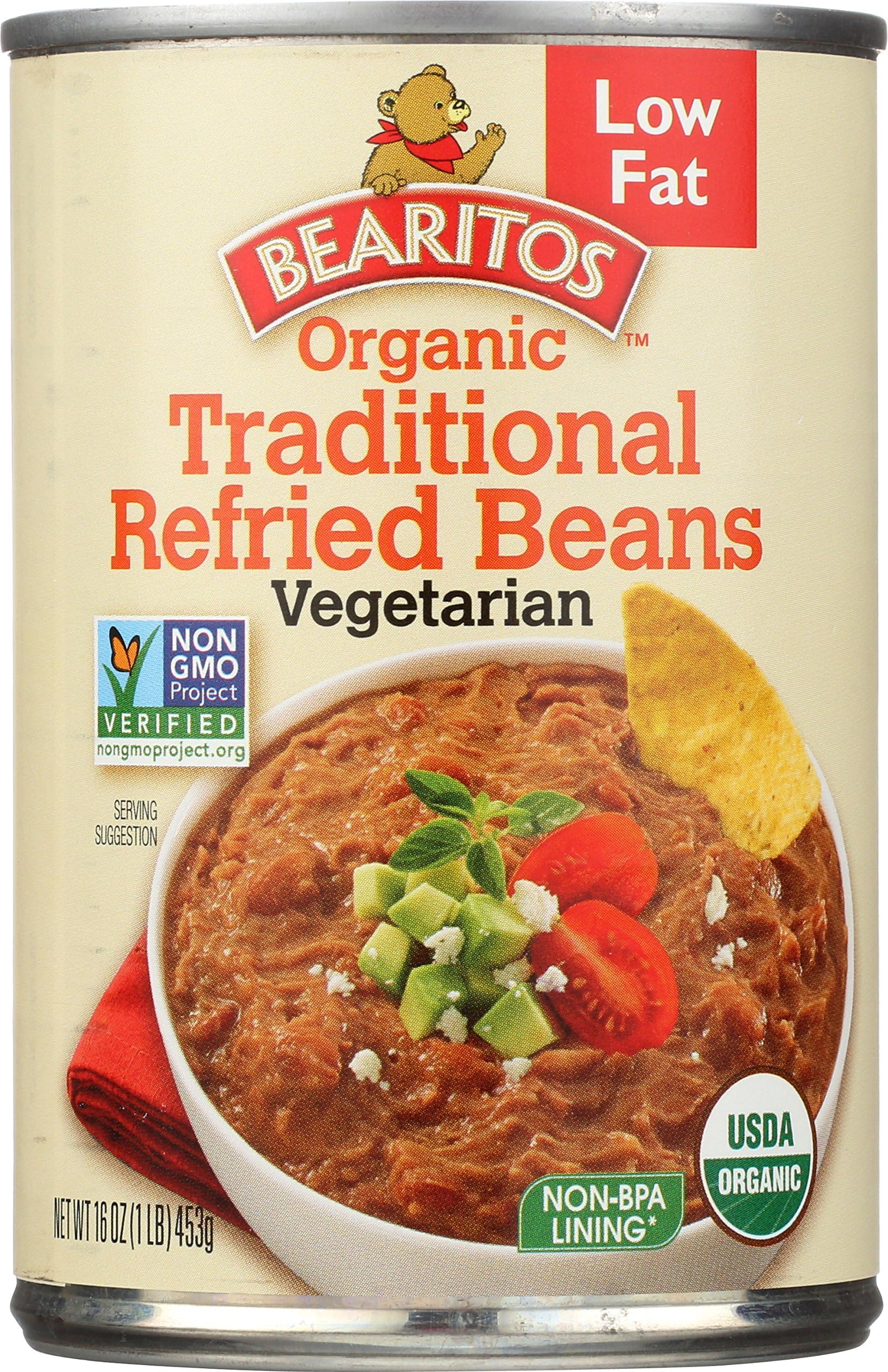 Bearitos Organic Low Fat Traditional Refried Beans, 16 Ounce
