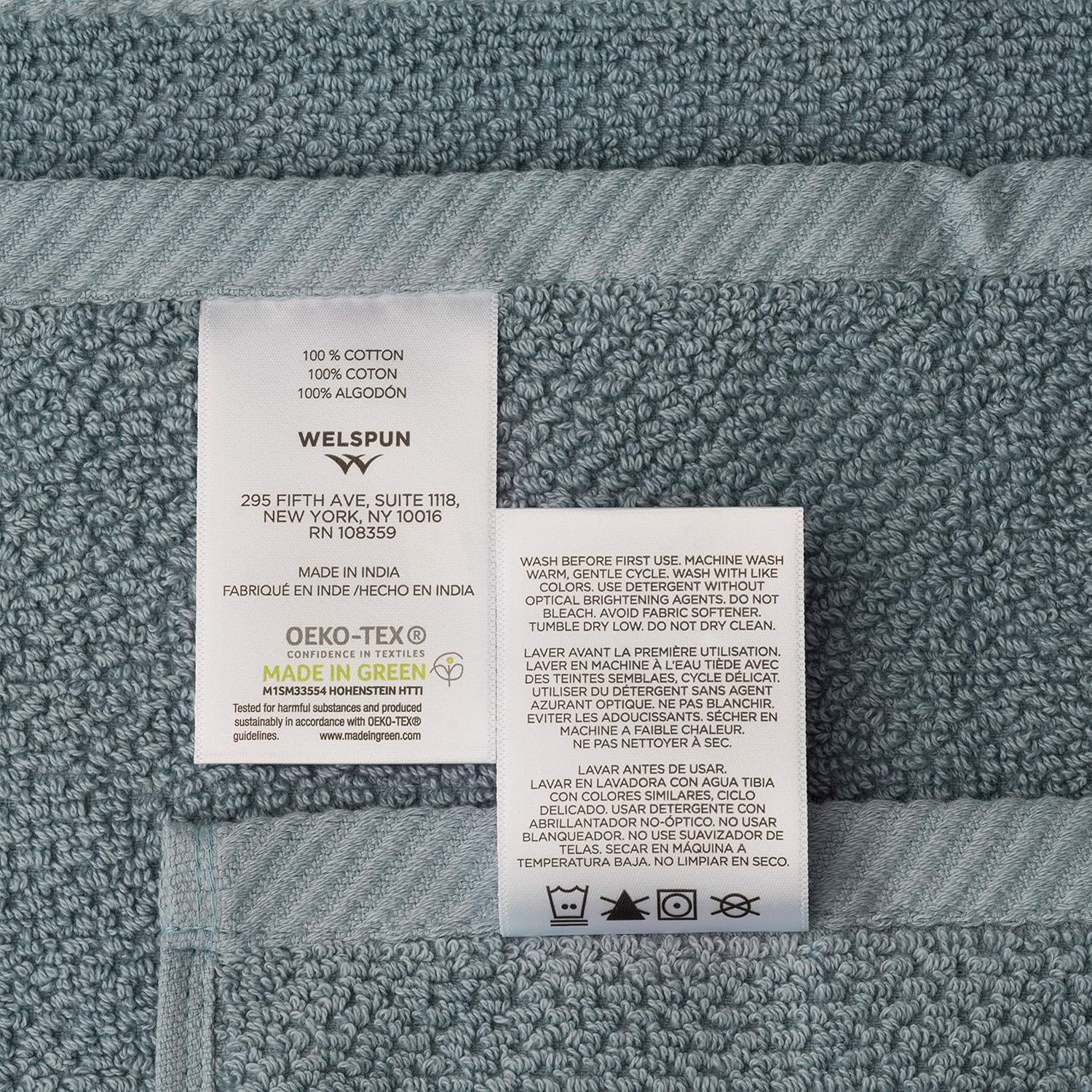 Welhome Franklin 100% Cotton Textured Towel (Dusty Blue) - Set of 6 - Highly Absorbent - Combed Cotton - Durable - Low Lint - 600 GSM - Machine Washable : 2 Bath Towels - 2 Hand Towels - 2 Wash Towels: Home & Kitchen