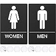 Bathroom Signs, Restroom Sign For Business - For Men and Women - 9" by 6" - ADA Compliant with Braille - Strong Double-Sided Adhesives Included - Apply to Office, Home, Public Door/Wall