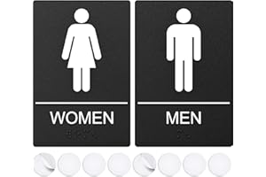 Washroom Sign, Bathroom Signs For Business - Ideal Restroom Sign For Men and Women - 9" by 6" - ADA Compliant with Braille - 
