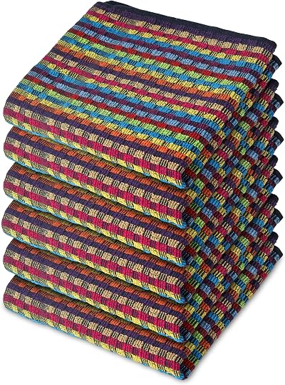 Emma Barclay 6 Pack 100% Cotton Tea Towels Multicoloured Chequered