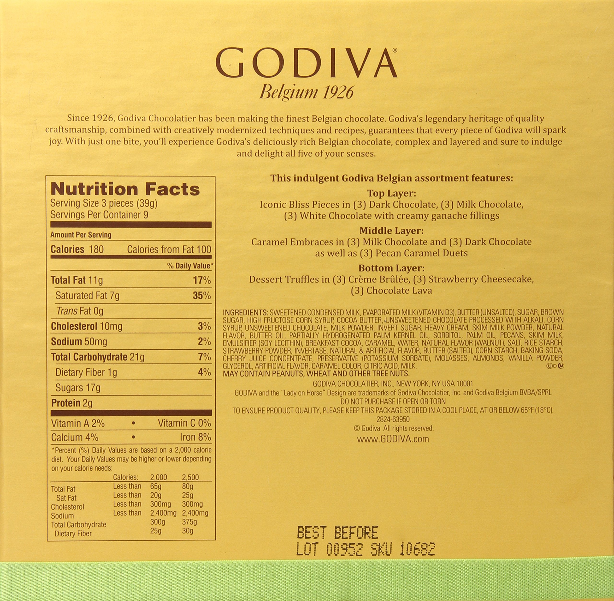 Godiva Belgian Chocolates Gift Box, Assorted, 27 Count on Galleon