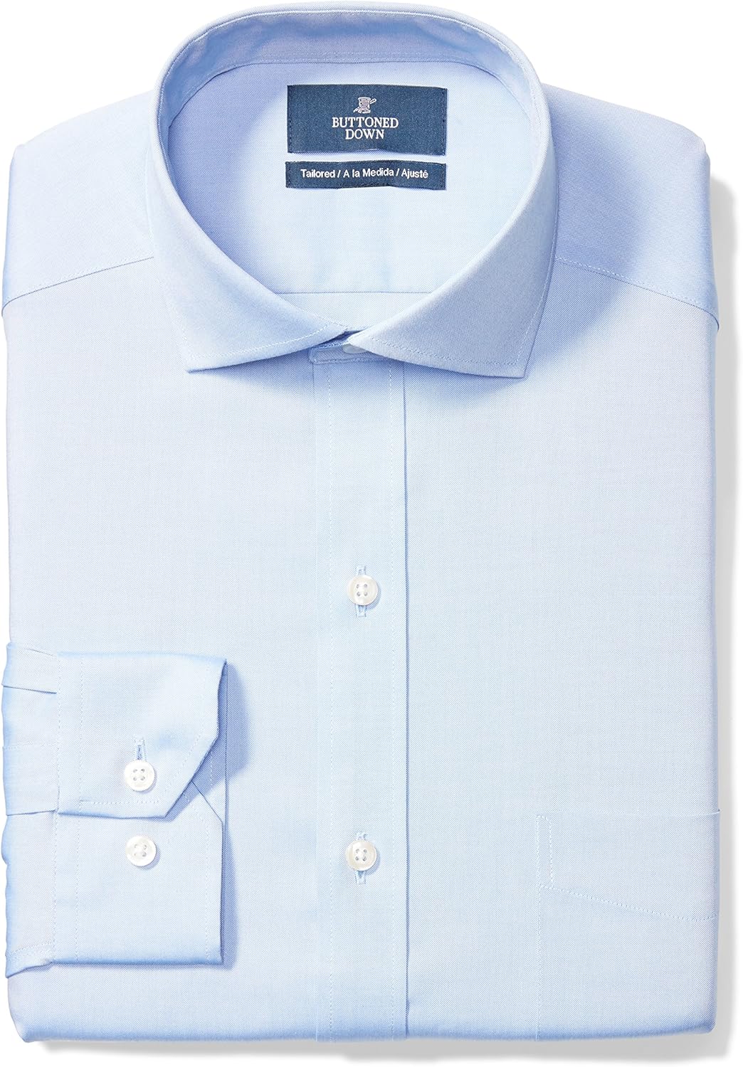  Brand - Buttoned Down Men's Tailored Fit Cutaway-Collar Solid Pinpoint Dress Shirt, Supima Cotton Non-Iron: Clothing