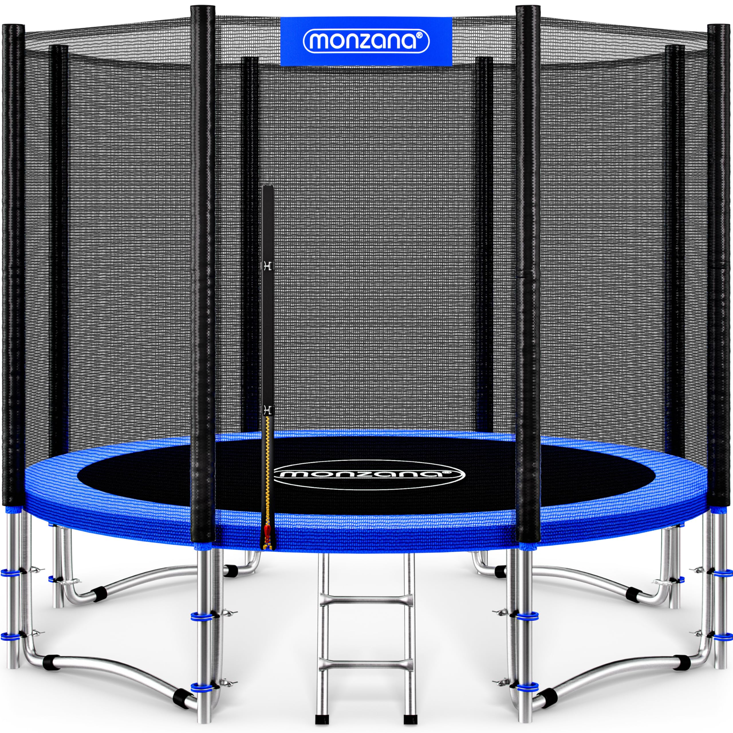 MONZANA® Trampolin Ø 305 cm TÜV SÜD GS Zertifiziert Komplettset mit Sicherheitsnetz, Leiter, Randabdeckung & Zubehör - Kindertrampolin Gartentrampolin