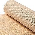 18" Width Square Rattan Cane Webbing Roll 12 Feet for Caning Projects Fine Radio Net Mesh Pre Woven Open Rattan Fabric Furniture Woven Rattan Sheet Crafts Chair Caning Supplies Wicker (12 Feet)