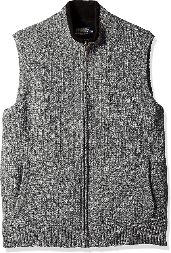 Pendleton Men's Reversible Fleece Sweater Vest, Pepper Marl, LG at