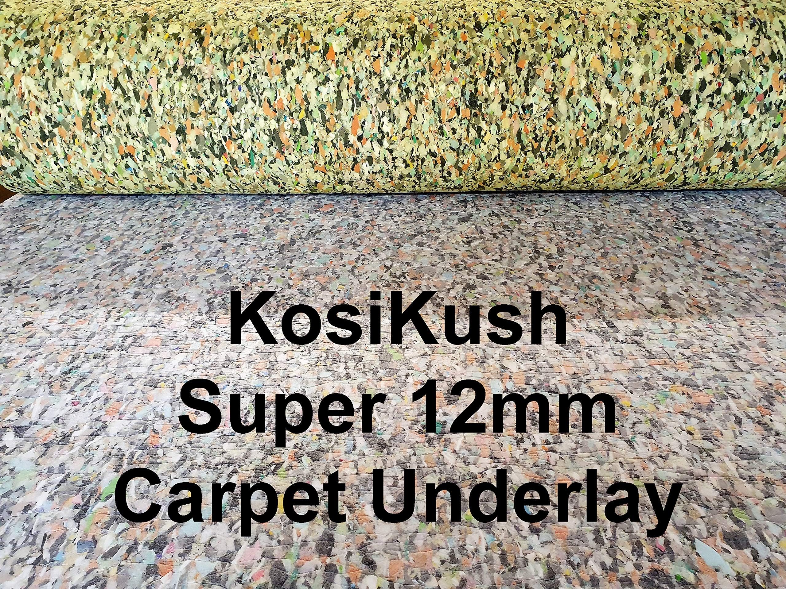 Kosikush Super 8,10, 12mm Thick cushion Carpet Underlay Made In The UK By Interfloor, Conforms To BS5808:1991. (12mm Thickness, 50m Covers 68.50m2)