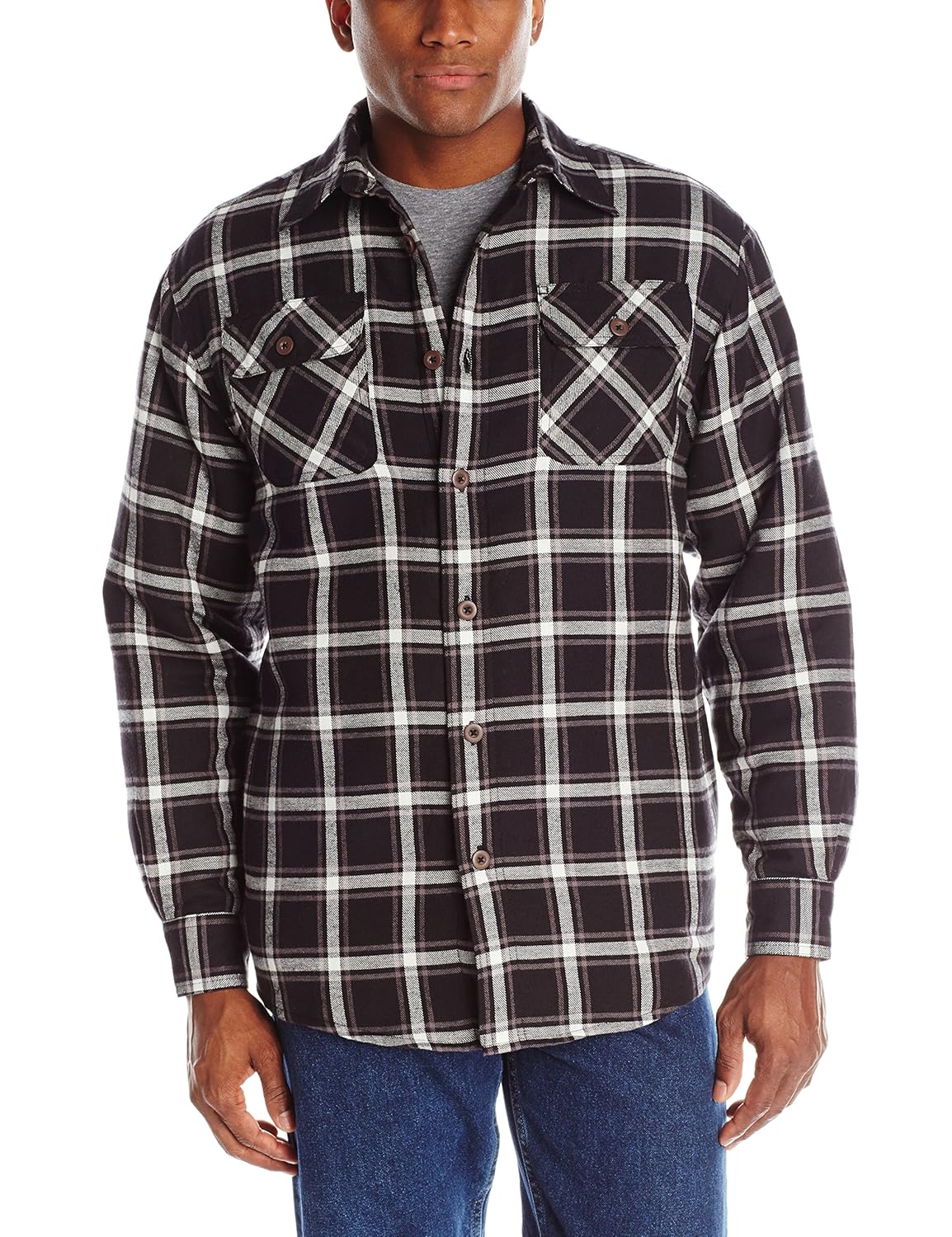 Wrangler Authentics Men's Long Sleeve Quilted Flannel Lined Shirt at