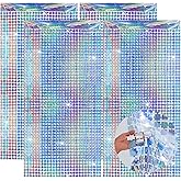 4PCS Foil Fringe Curtain, Glitter Silver Block Tinsel Backdrop Disco Backdrop Party Decorations for 70s 80s 90s Theme Disco Bachelorette Iridescent Party Decorations Supplies