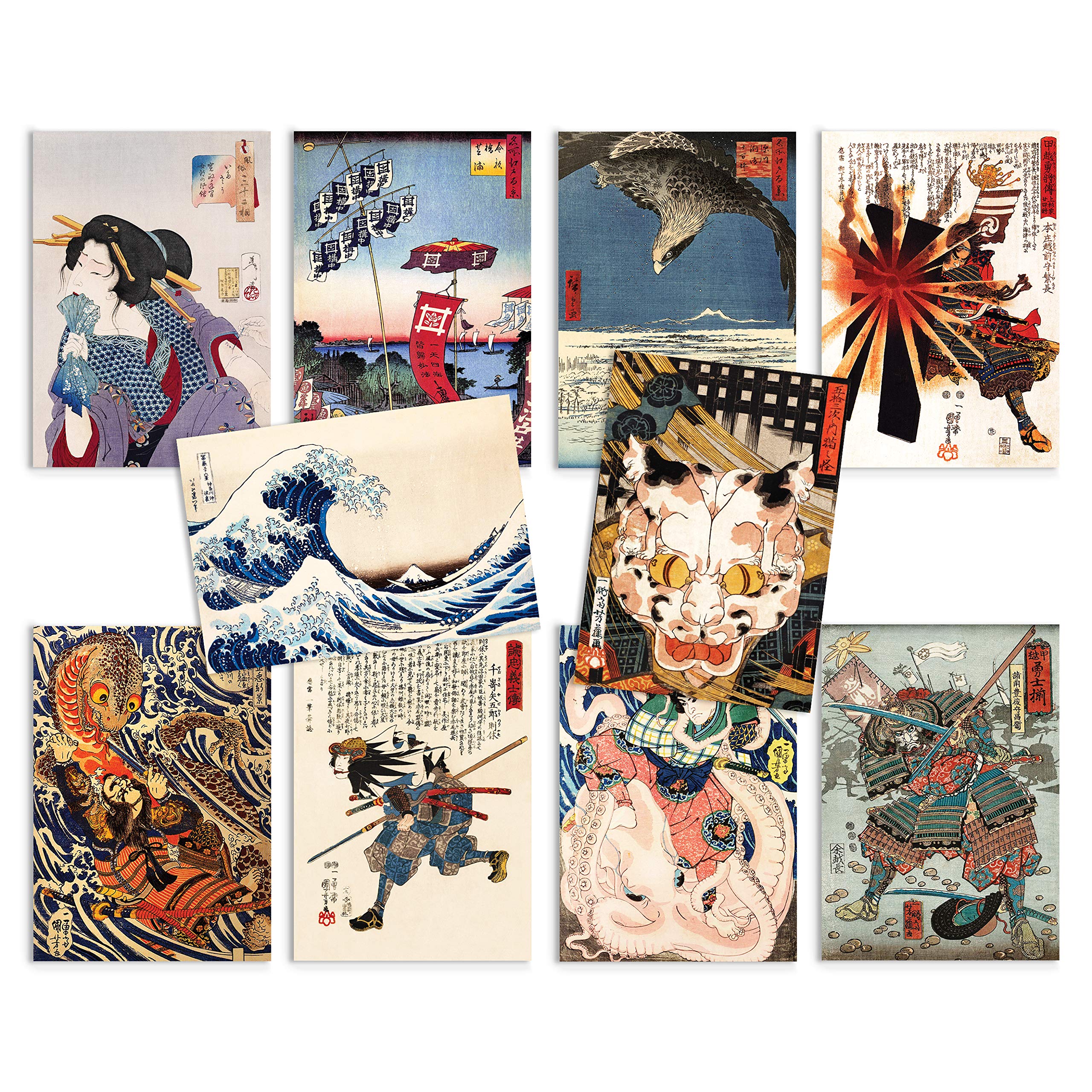 Japanese Ukiyo-e Art Postcards Set of 10 - Postcard Pack Woodblock Cards Gift (Card Set 1)
