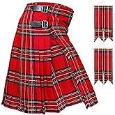 NASTEW Kilt for Men, 100% Acrylic Wool Tartan Mens Kilt with 2 Free Flashes Multiple Scottish Kilt Colors are Available. (US, Waist, 42, Regular, Royal Stewart)