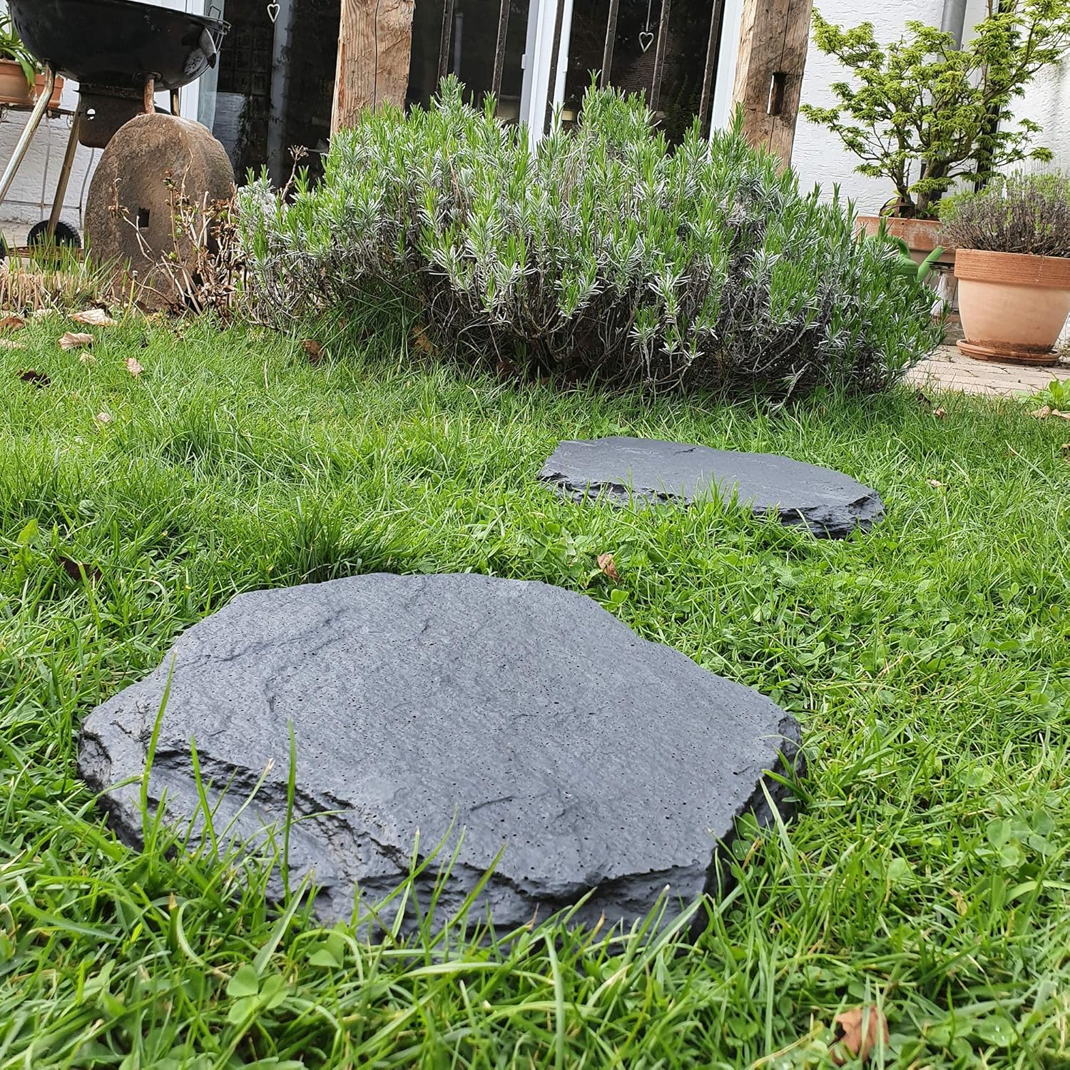 Nano Garten 20 St Gartensteine Langlebige Bruchfeste Einzigartige Trittsteine In Schiefersteinoptik In Anthrazit Amazon De Garten