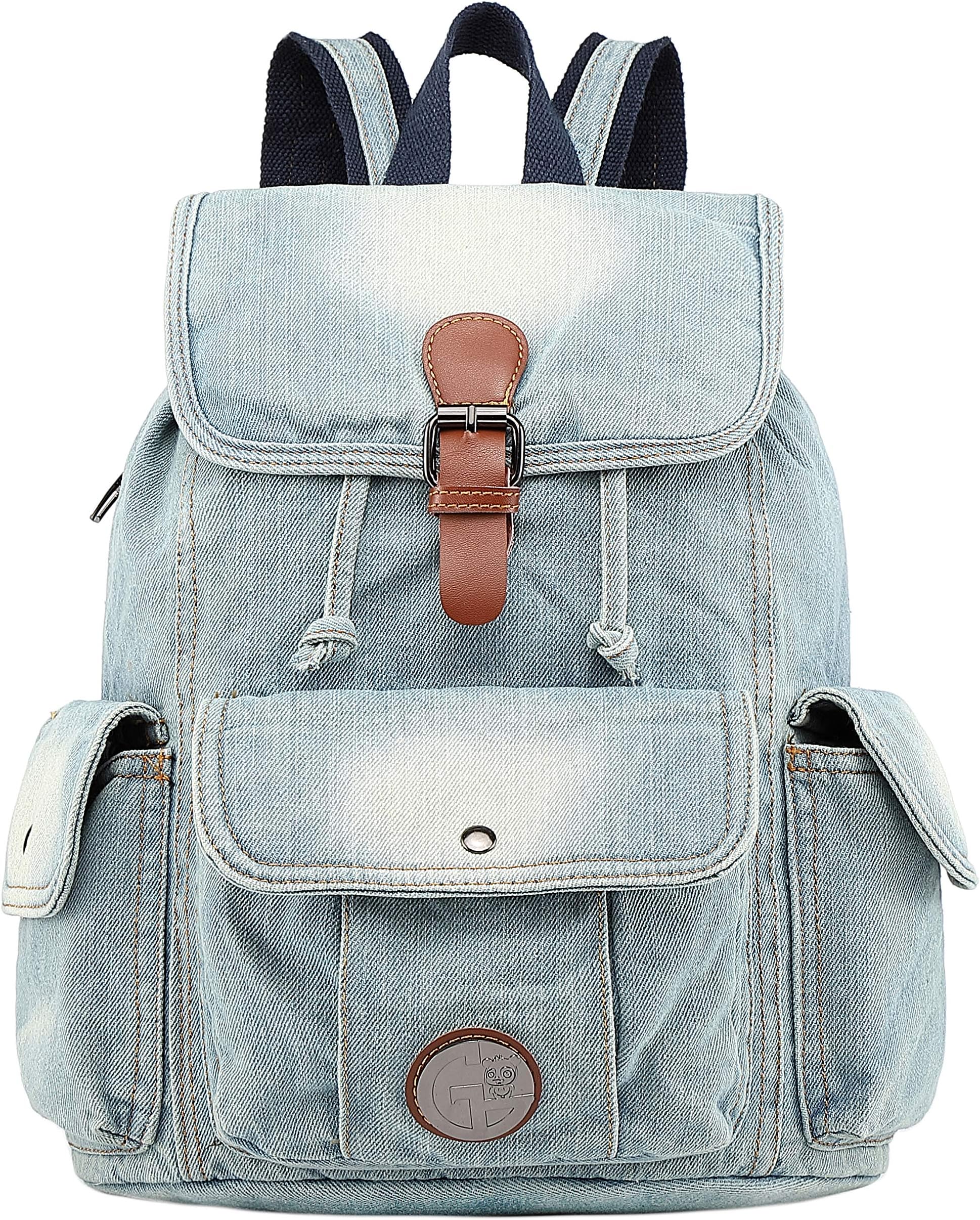 SAIERLONG Women's And Girl's Backpack School Bag Travel Bag blue jean
