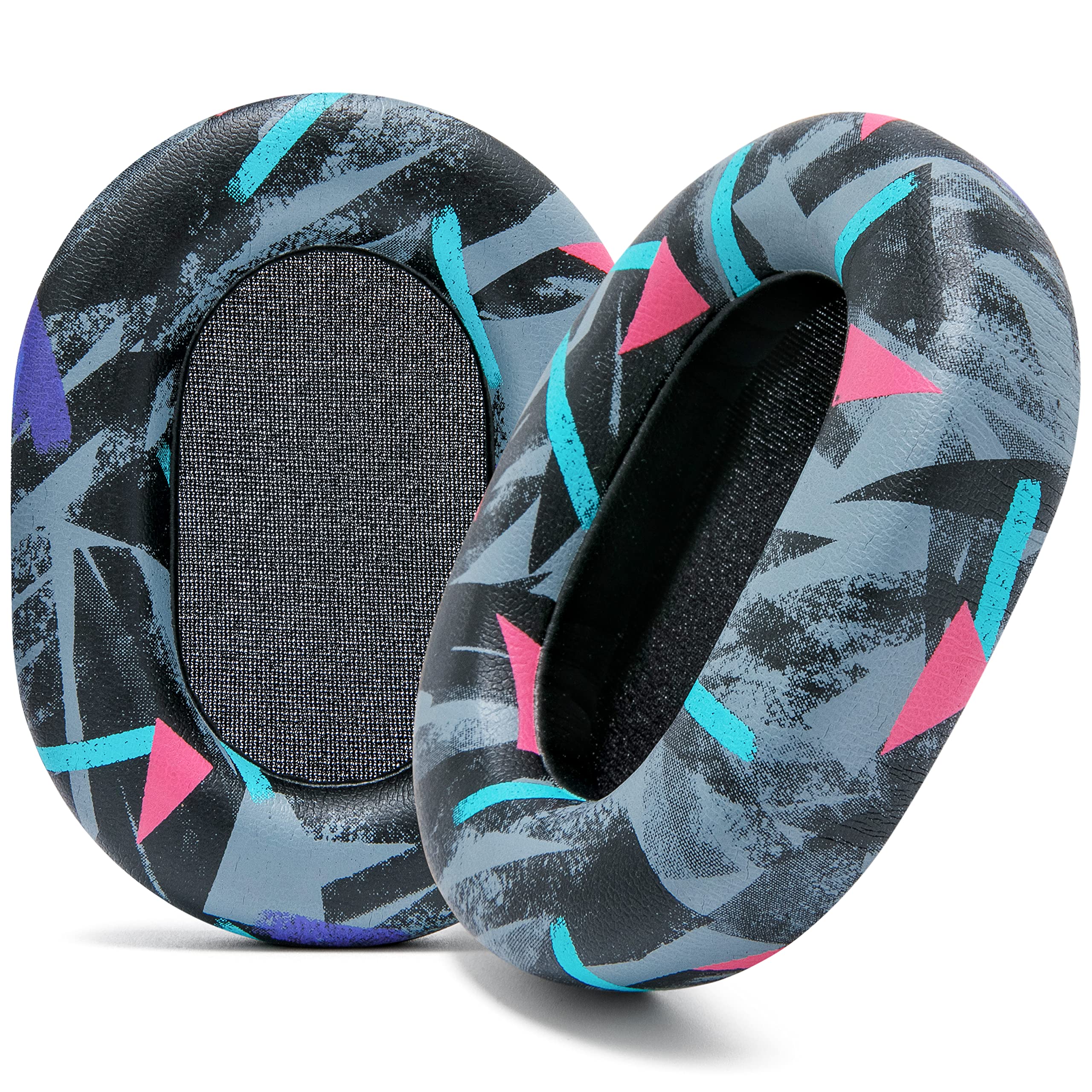 WC Wicked Cushions Extra Thick Earpads for Sony WH-1000XM5 - Soft PU Leather Cushions, Luxurious Noise Isolating Memory Foam, Added Thickness | 90's Black