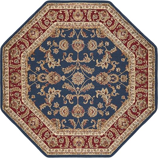 Traditioneller Achteckiger Teppich 1 52 X 1 52 M Marineblau