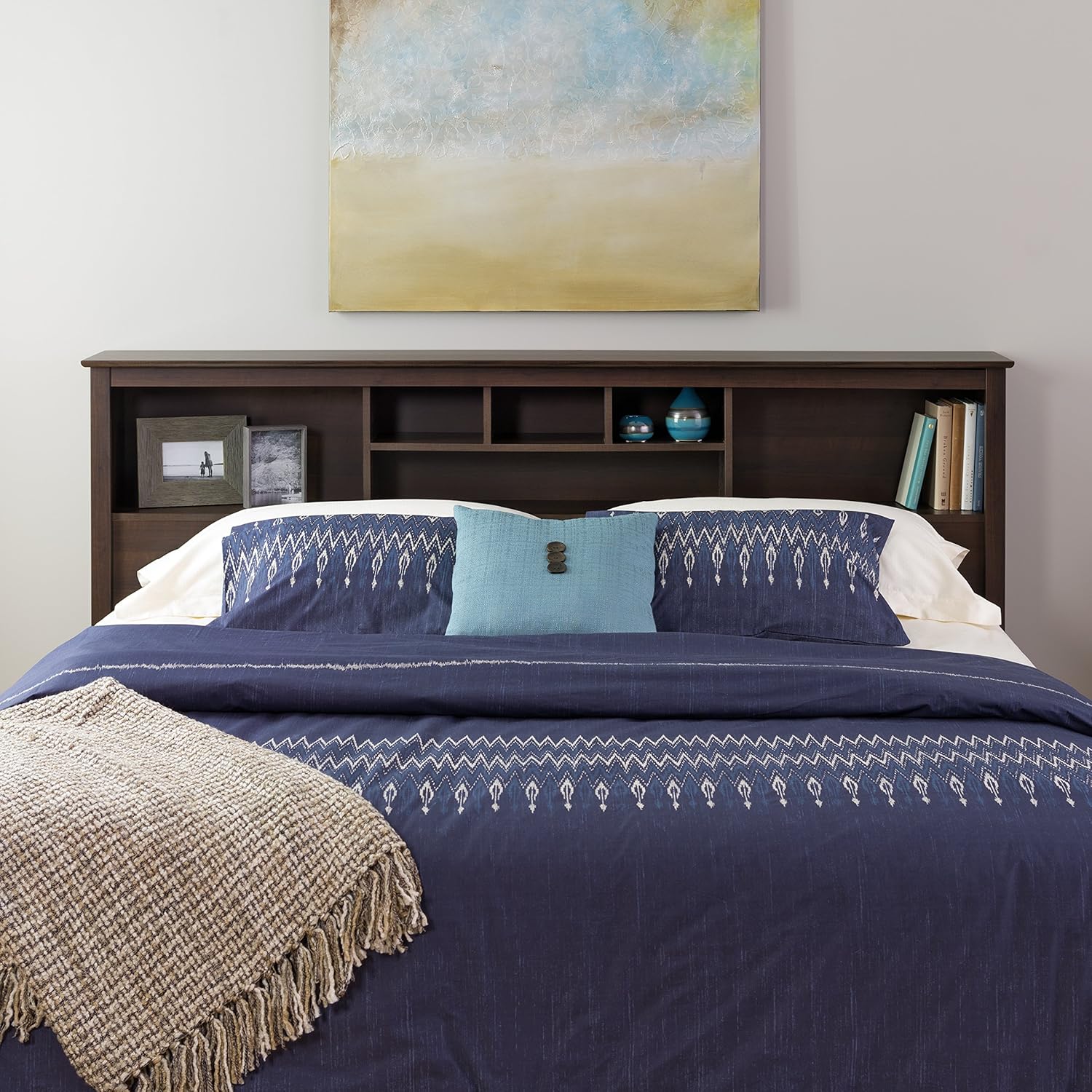 Espresso King Bookcase Headboard King Size Headboard