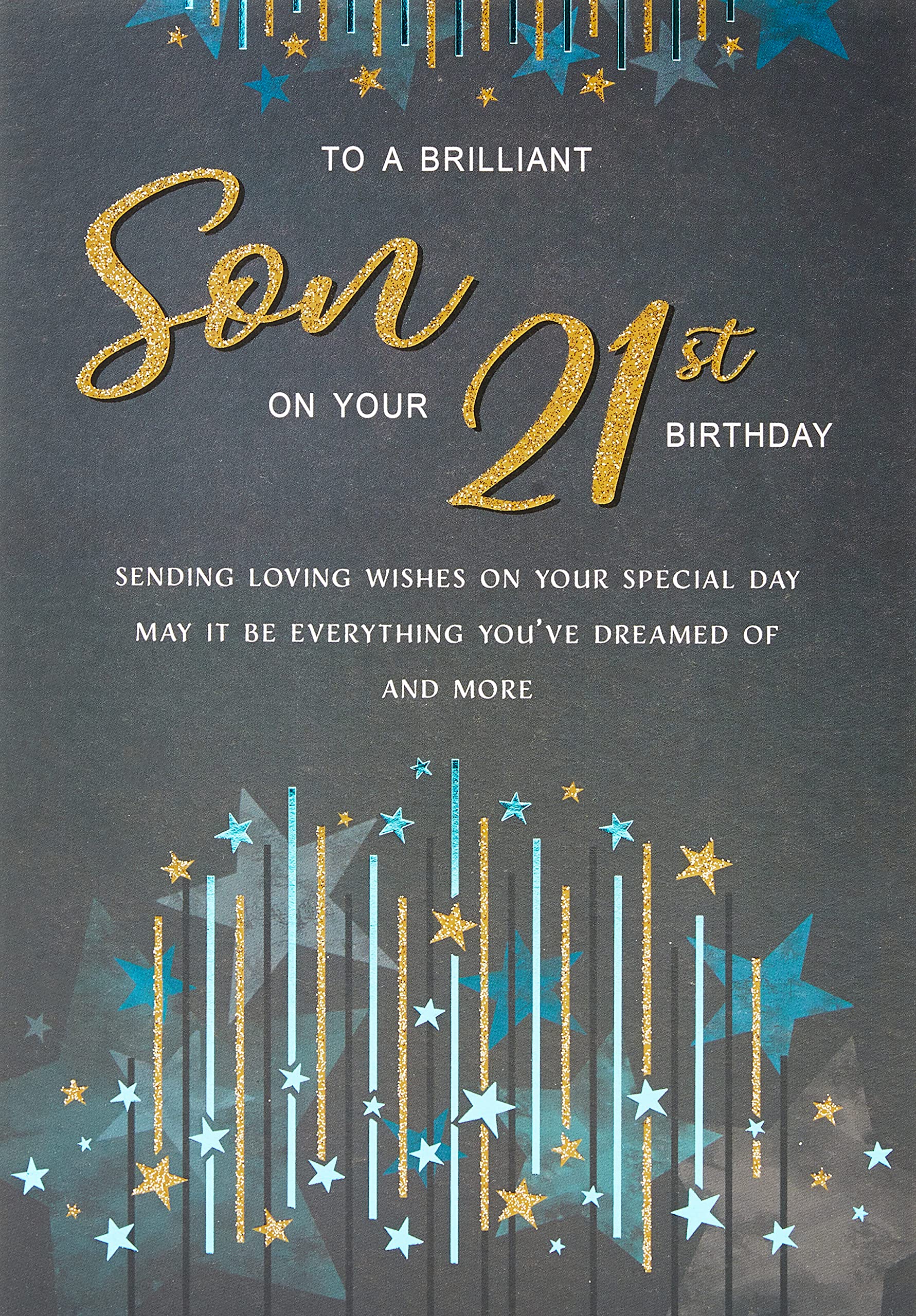Regal Publishing Modern Milestone Age Birthday Card 21st Son - 9 x 6 inches,Black