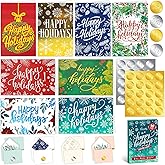 Decorably 40 Pack Foil Embossed 5x7in Assorted Holiday Cards Bulk with Envelopes and Stickers, 8 Elegant Designs Happy Holidays Cards with Envelopes, with Printed Message Inside