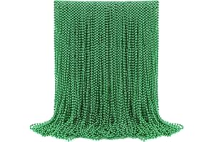 JOYIN 120 PCS Mardi Gras Green Beads Necklaces, St. Patricks Day Necklaces Metallic Colors Set for Party Favors Supplies, Cos