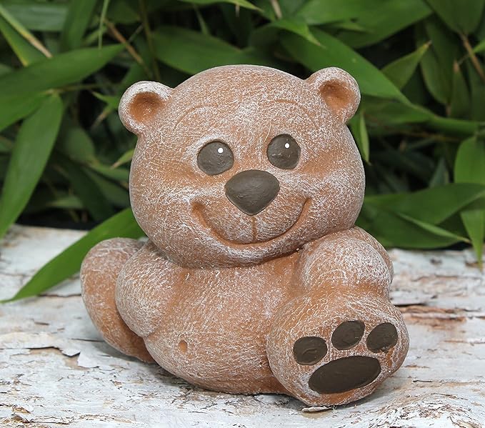 Tiefes Kunsthandwerk Steinfigur Teddybär klein Steinguss Terrakotta