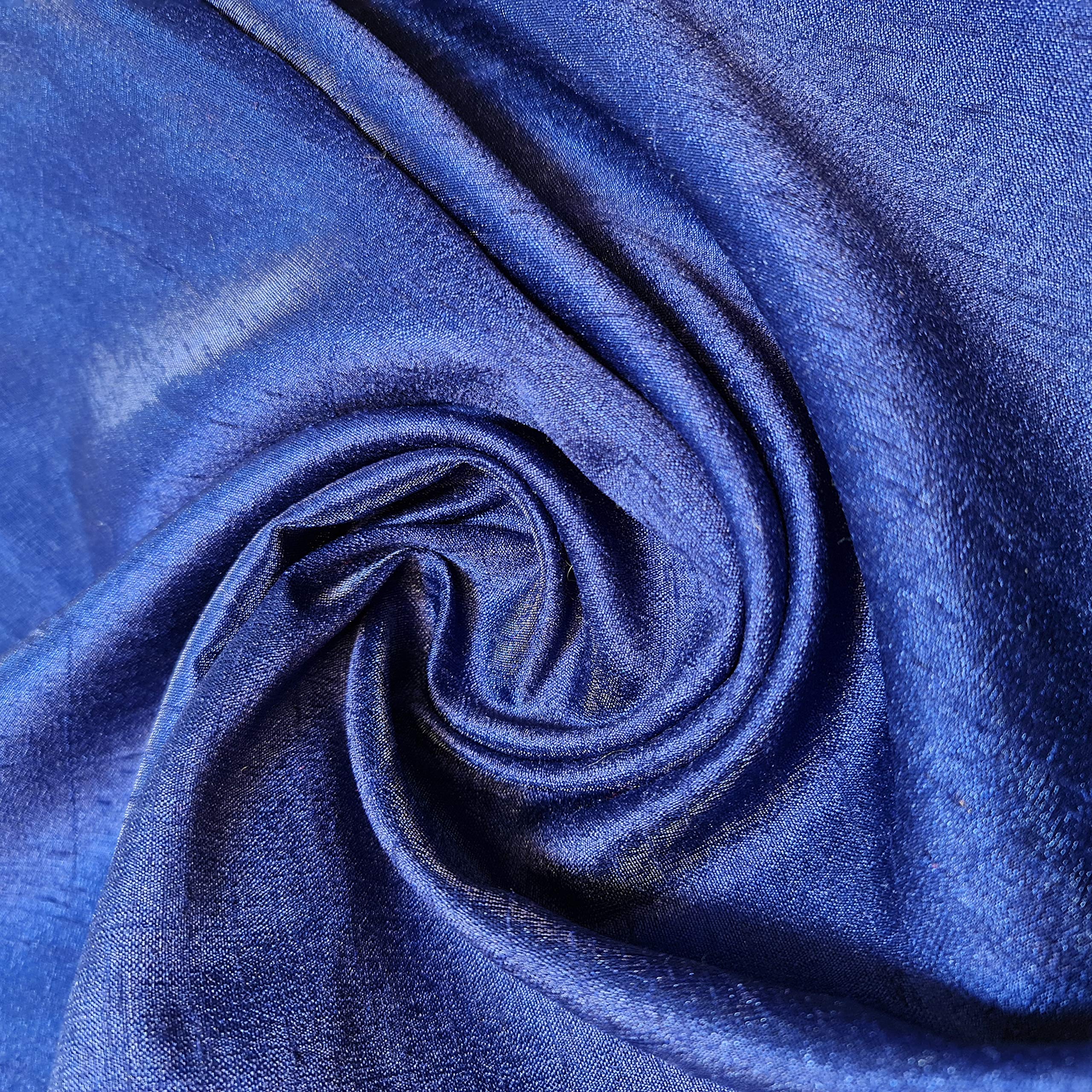 44" Wide Plain Polyester Faux Dupion Raw Silk Satin Finish Dress Craft Patch Fabric Sold by The Meter (Navy Blue, 5 Meter) — image 1
