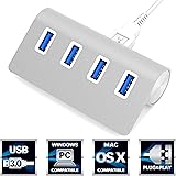 Sabrent Premium 4 Port Silver Aluminum USB 3.0 Hub (30" cable) for iMac, MacBook, MacBook Pro, MacBook Air, Mac Mini, or any PC [Silver] (HB-MAC3)