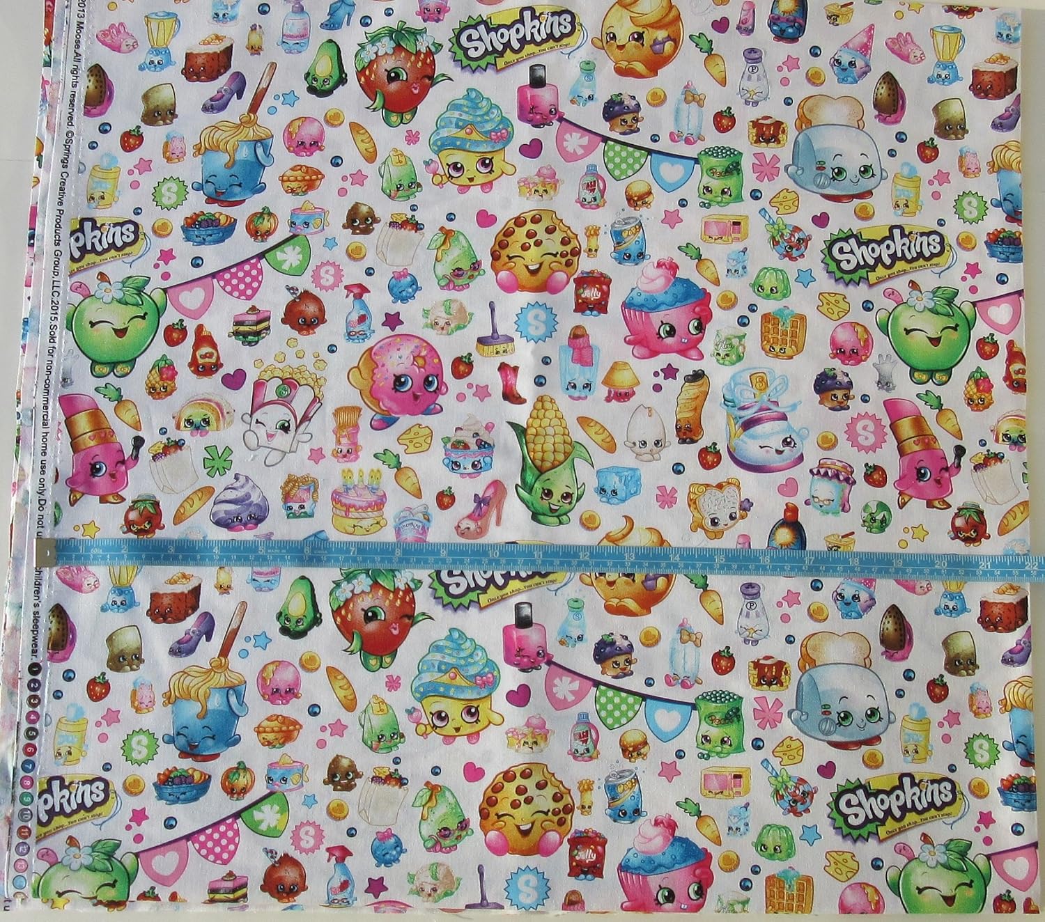 Shopkins - CP60447 Packed Shopkins Party - Cotton Fabric - White Background - 44 Inches Wide - Sold by the Yard