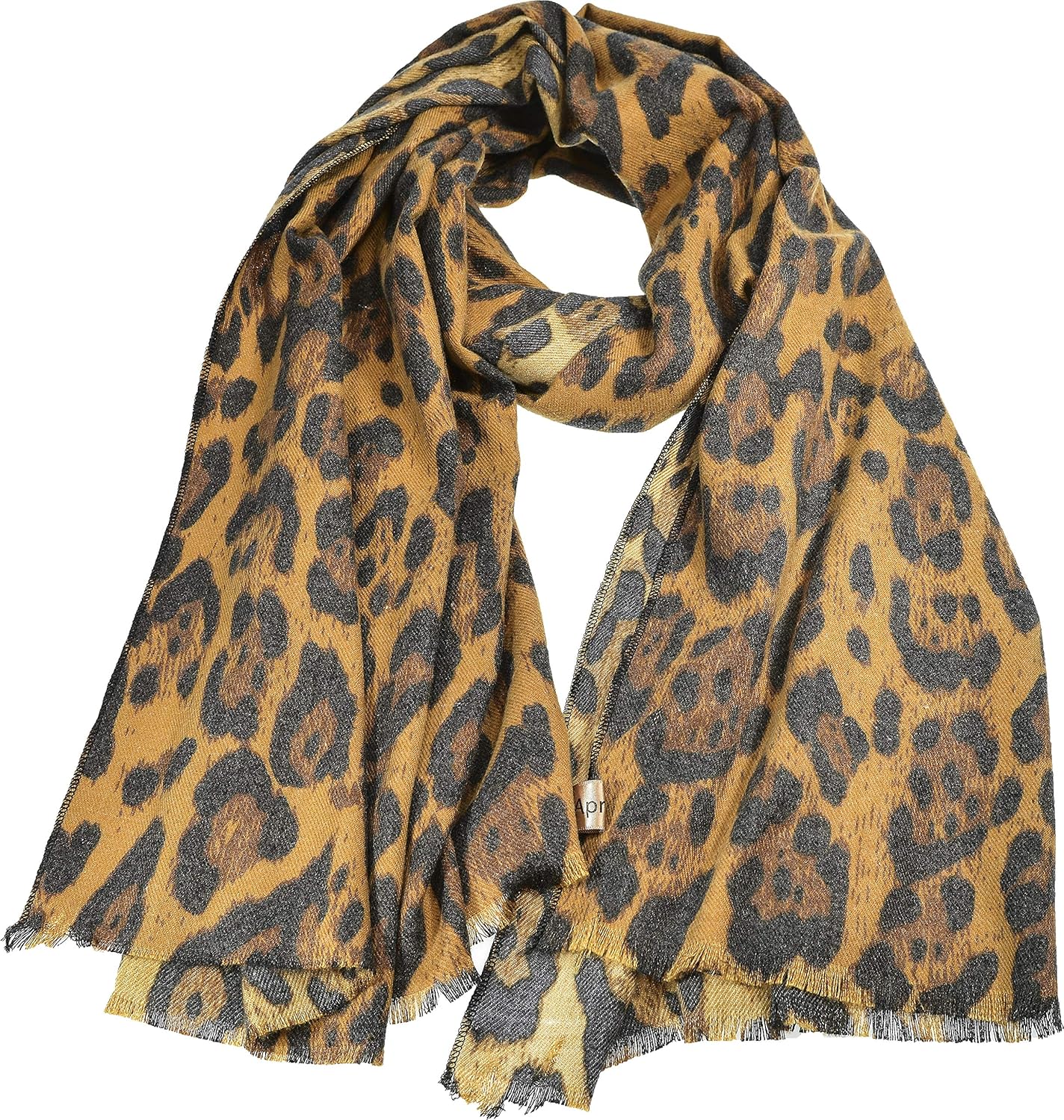 Hand By Hand Leopard Print Scarf Oversized Eyelash Shawl Wool Blend